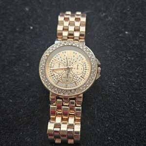 Gold-Tone Women's Watch Larger Face With Stones